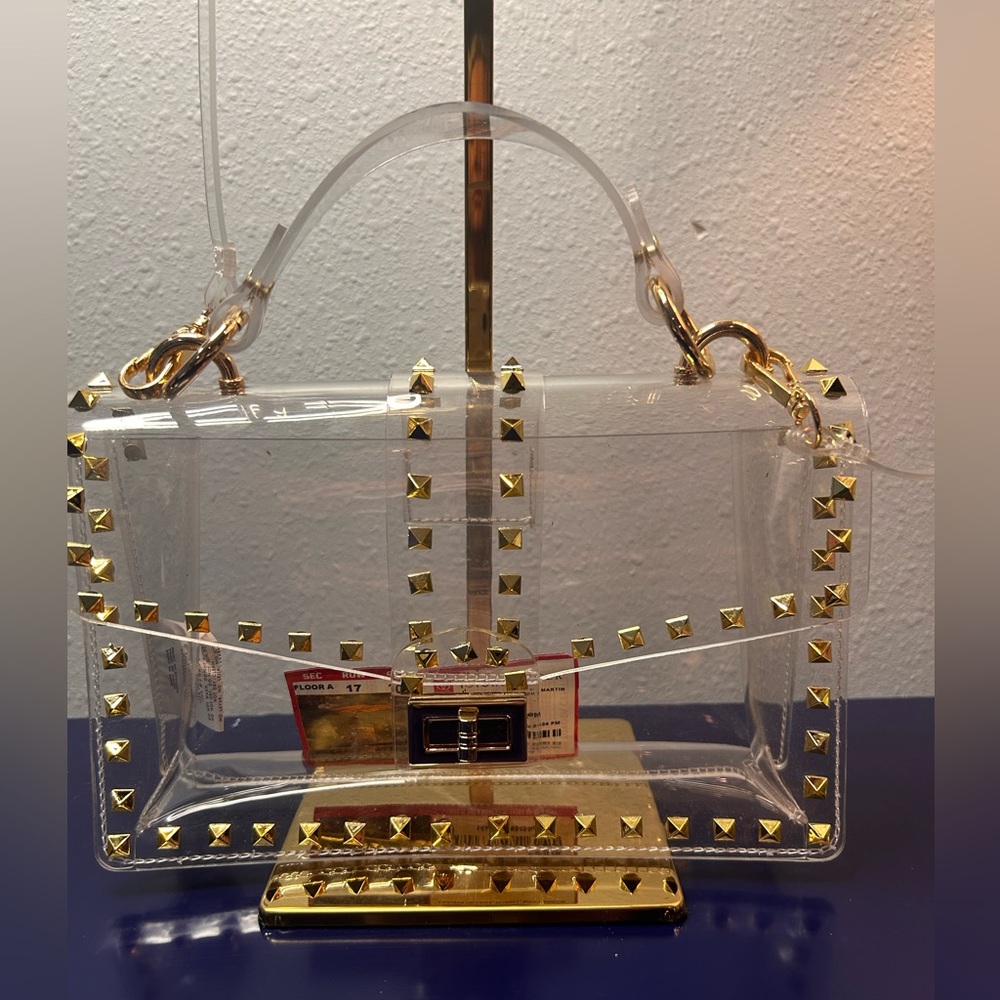 Transparent Studded Bag with Gold Accents - Picture 4 of 5